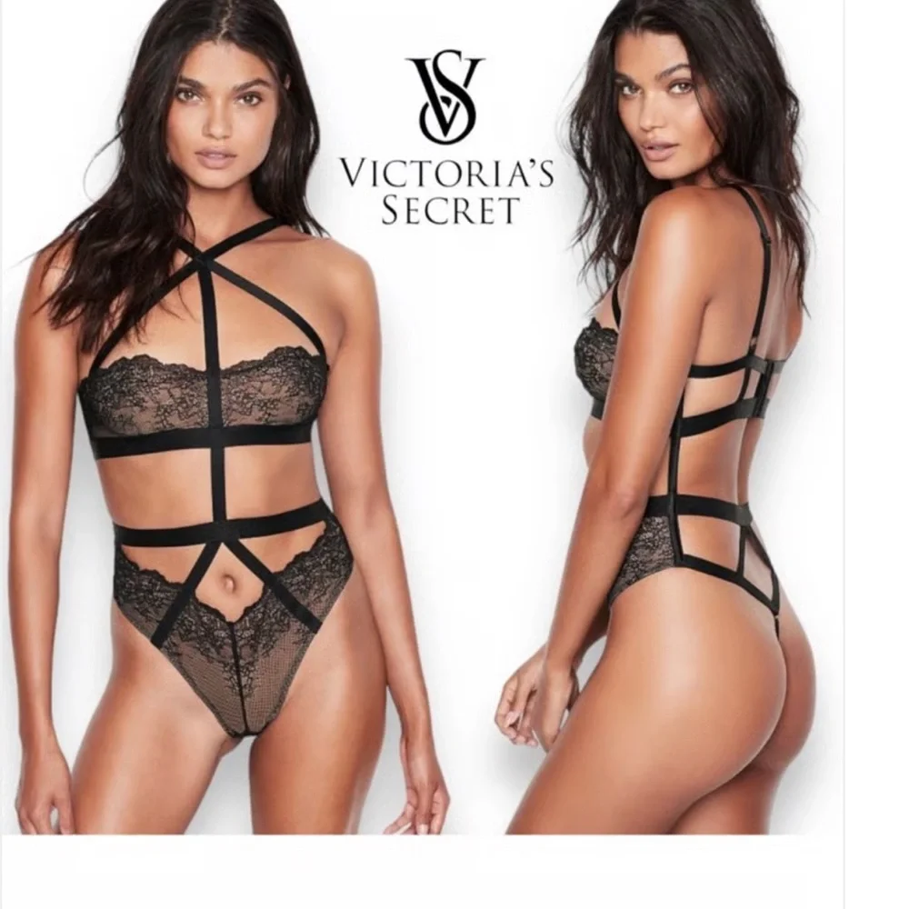 Victoria’s Secret Teddy Lingerie Medium Snake Charmer Strappy Thong BB
